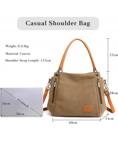 Women Vintage Simple Handbag Hobo Canvas Tote Shoulder Bag Large Capacity Messenger Bag Daily Purse Shopper Handbag Brown $18...