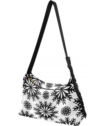 Womens Crossbody Bag Snowflakes Black and White Side Purse Crossbody Adults Travel Purses $11.76 Hobo Bags