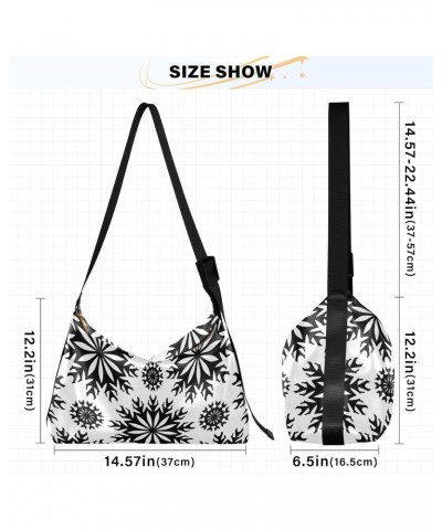 Womens Crossbody Bag Snowflakes Black and White Side Purse Crossbody Adults Travel Purses $11.76 Hobo Bags