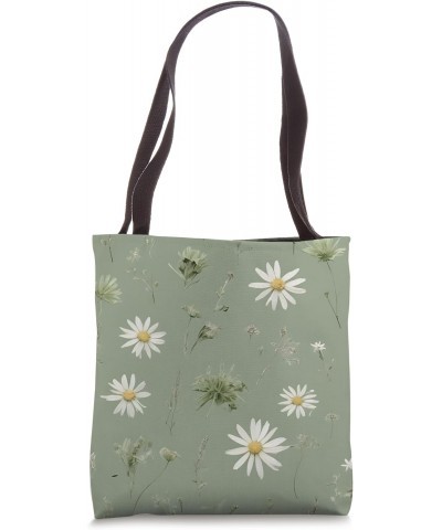 Sage green Wildflower Aesthetic Flower Leaves Botanical Tote Bag $8.80 Totes