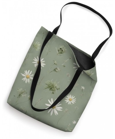 Sage green Wildflower Aesthetic Flower Leaves Botanical Tote Bag $8.80 Totes