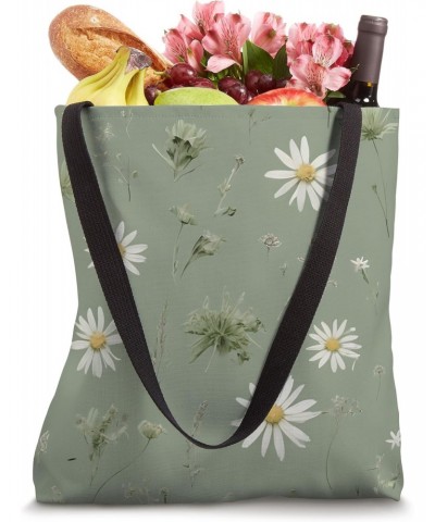 Sage green Wildflower Aesthetic Flower Leaves Botanical Tote Bag $8.80 Totes