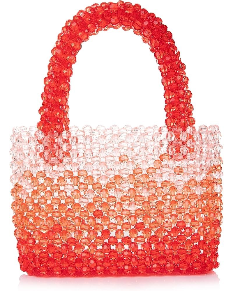 Women Gradient Translucent Acrylic Beaded Handbag Elegant Evening Clutch for Wedding Party Red $11.00 Evening Bags