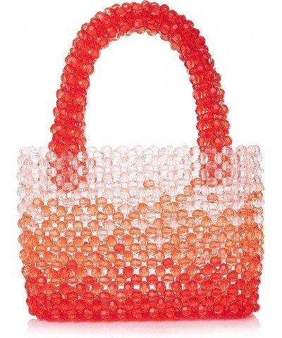 Women Gradient Translucent Acrylic Beaded Handbag Elegant Evening Clutch for Wedding Party Red $11.00 Evening Bags