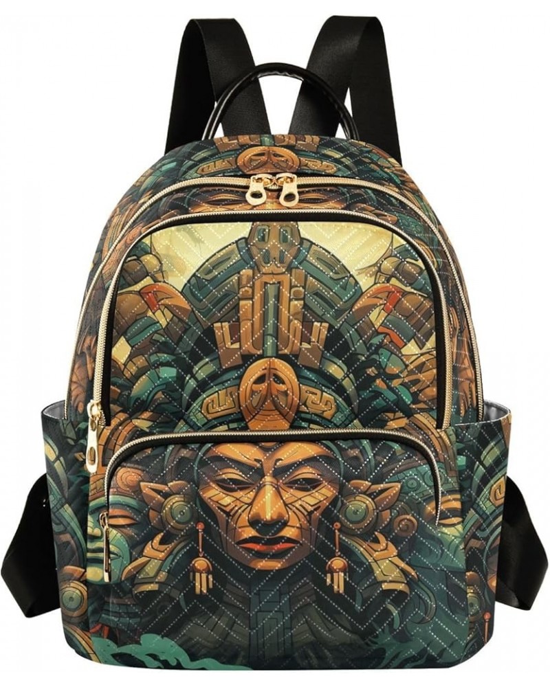 Small Fashion Backpack for Women Aztec Statue Print Ladies Travel Daypack Aesthetic Shoulder Bag 10.2×5.1×12.5 IN $14.08 Back...