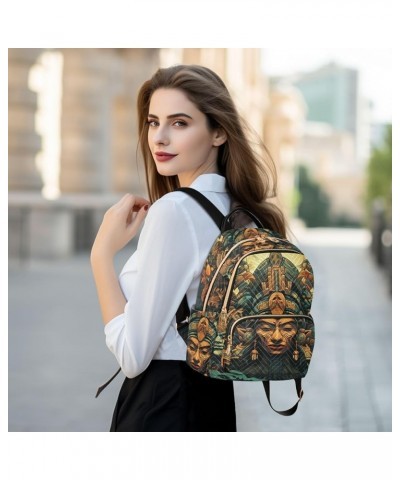 Small Fashion Backpack for Women Aztec Statue Print Ladies Travel Daypack Aesthetic Shoulder Bag 10.2×5.1×12.5 IN $14.08 Back...