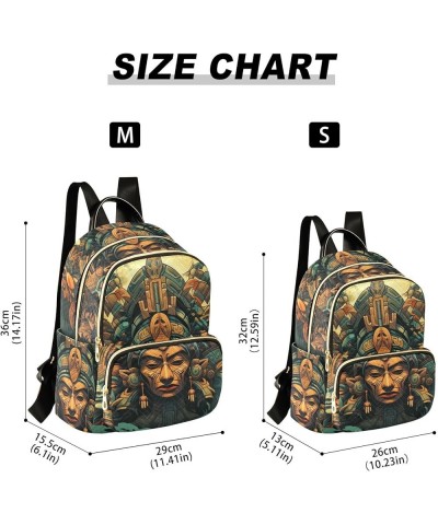 Small Fashion Backpack for Women Aztec Statue Print Ladies Travel Daypack Aesthetic Shoulder Bag 10.2×5.1×12.5 IN $14.08 Back...