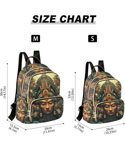 Small Fashion Backpack for Women Aztec Statue Print Ladies Travel Daypack Aesthetic Shoulder Bag 10.2×5.1×12.5 IN $14.08 Back...