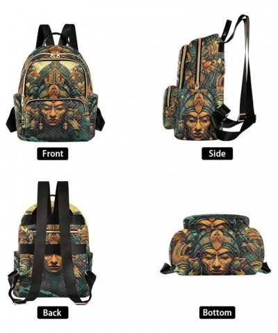 Small Fashion Backpack for Women Aztec Statue Print Ladies Travel Daypack Aesthetic Shoulder Bag 10.2×5.1×12.5 IN $14.08 Back...