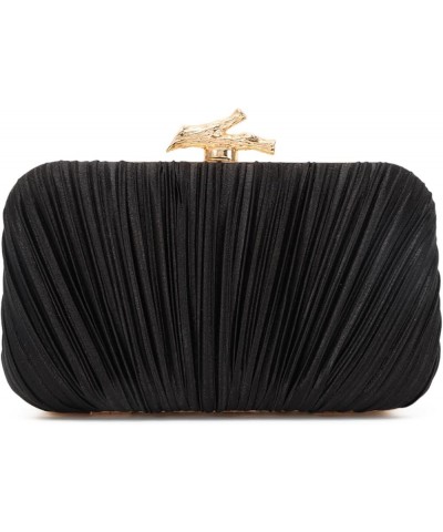 Clutch Purses for Women Evening Bag Pleated Clutch Bag with Chain for Wedding Party Black $22.09 Evening Bags