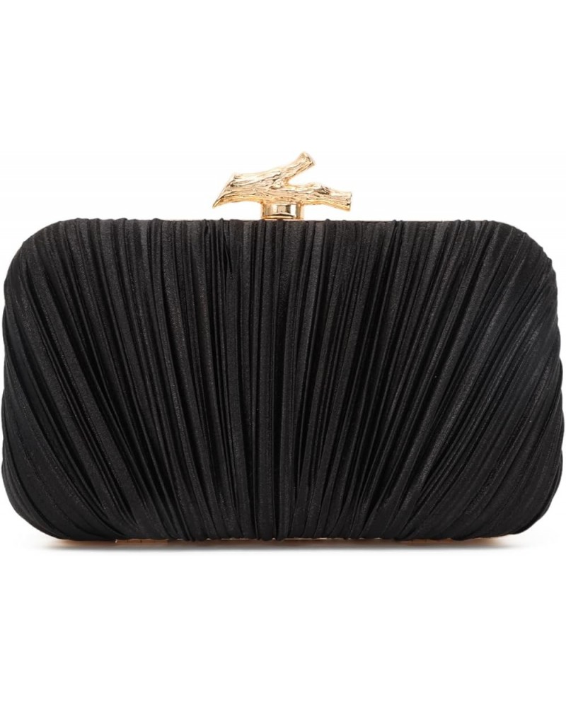 Clutch Purses for Women Evening Bag Pleated Clutch Bag with Chain for Wedding Party Black $22.09 Evening Bags