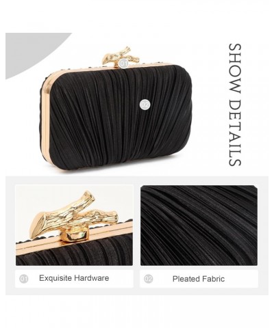 Clutch Purses for Women Evening Bag Pleated Clutch Bag with Chain for Wedding Party Black $22.09 Evening Bags