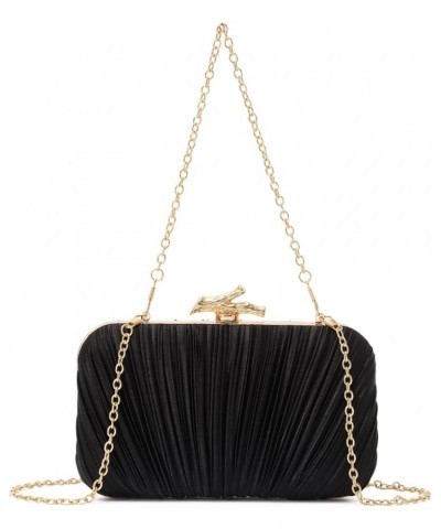 Clutch Purses for Women Evening Bag Pleated Clutch Bag with Chain for Wedding Party Black $22.09 Evening Bags