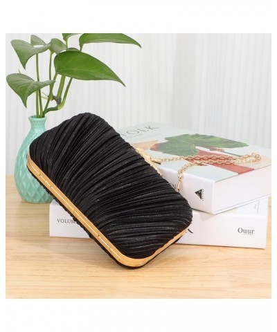 Clutch Purses for Women Evening Bag Pleated Clutch Bag with Chain for Wedding Party Black $22.09 Evening Bags