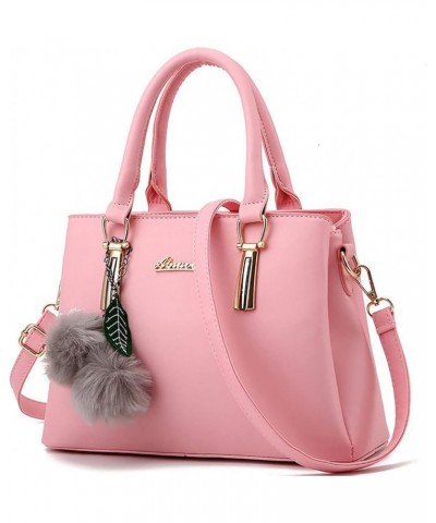 Women Satchel Bags Handle Shoulder Handbags and Purses Pockets Zipper PU Leather Crossbody Bags Black Pink $18.05 Totes