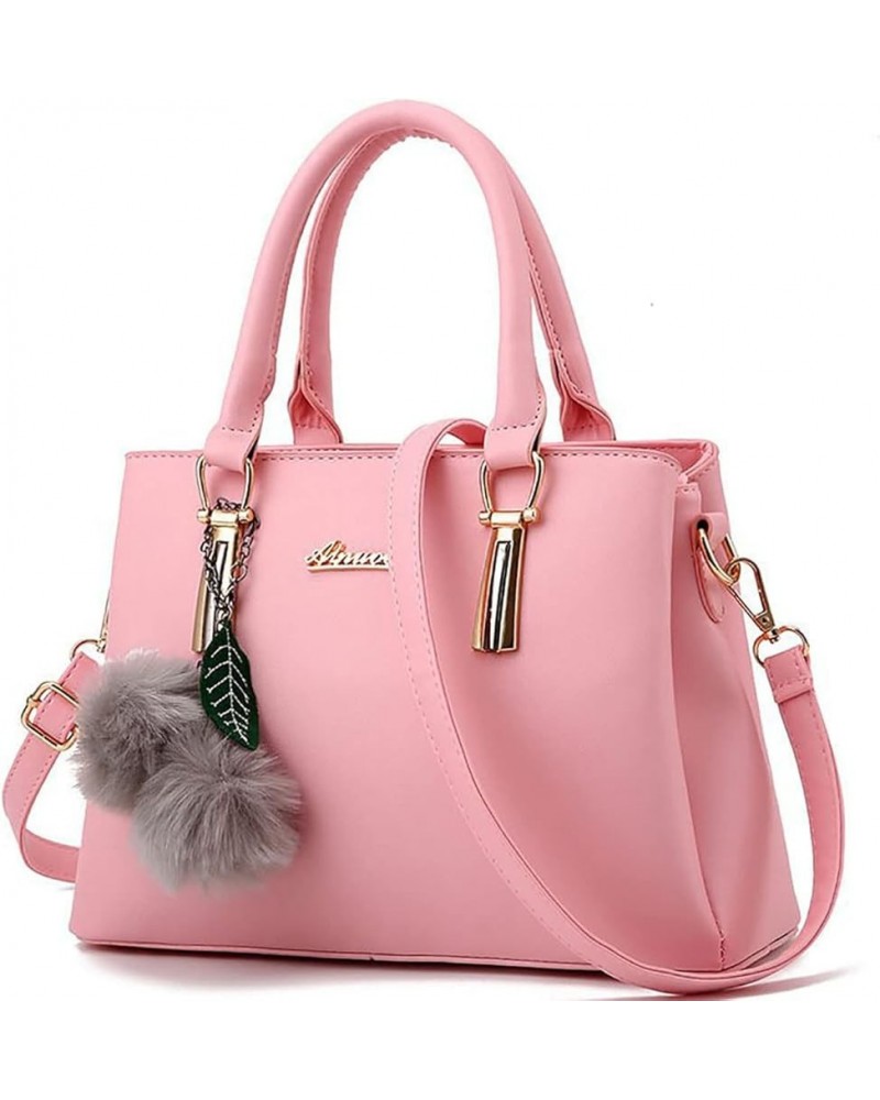 Women Satchel Bags Handle Shoulder Handbags and Purses Pockets Zipper PU Leather Crossbody Bags Black Pink $18.05 Totes