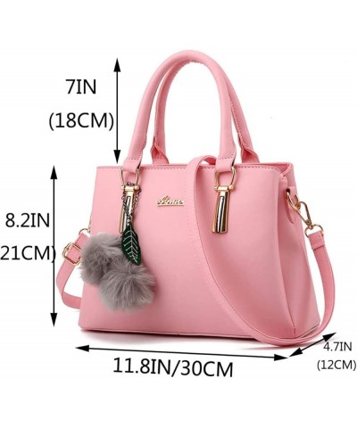 Women Satchel Bags Handle Shoulder Handbags and Purses Pockets Zipper PU Leather Crossbody Bags Black Pink $18.05 Totes