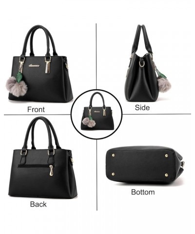 Women Satchel Bags Handle Shoulder Handbags and Purses Pockets Zipper PU Leather Crossbody Bags Black Pink $18.05 Totes