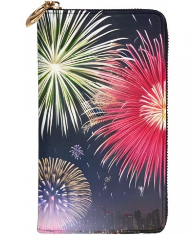 Splendid Fireworks Pattern Leather Long Clutch Wallet : Comfortable, Lightweight,Fashion, Durable 7.48 X 4.13 in, Black, One ...