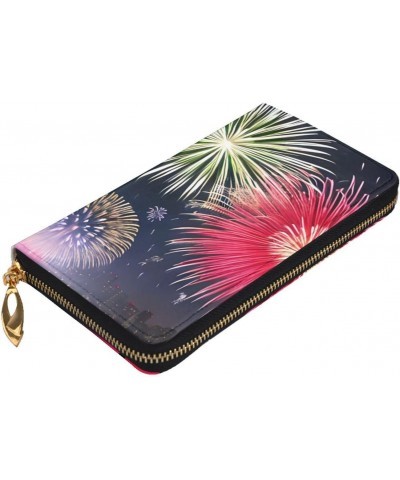 Splendid Fireworks Pattern Leather Long Clutch Wallet : Comfortable, Lightweight,Fashion, Durable 7.48 X 4.13 in, Black, One ...