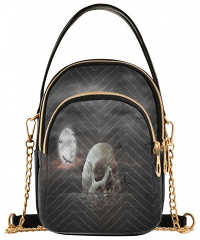 Skull-like Island Crossbody Bags for Women Quilted Chain Crossbody Purses Trendy Death Themed Cross Body Phone Purse Handbag ...