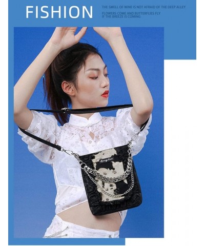 Nylon Messenger Mobile Phone Bag Simple Small Square Bag Fashion Small Shoulder Bag Mini Women's Bag(Radiation Black) Radiati...