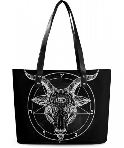 Pentagram with Demon Baphomet Satanic Goat Women's Handbag Fashion Top Handle Bag Large Tote Cute Purse Shoulder Bags with Po...