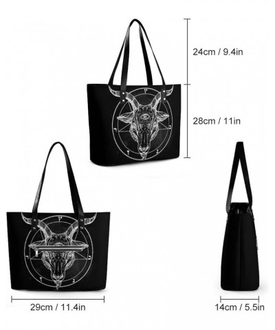 Pentagram with Demon Baphomet Satanic Goat Women's Handbag Fashion Top Handle Bag Large Tote Cute Purse Shoulder Bags with Po...