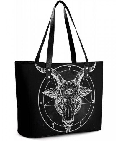 Pentagram with Demon Baphomet Satanic Goat Women's Handbag Fashion Top Handle Bag Large Tote Cute Purse Shoulder Bags with Po...