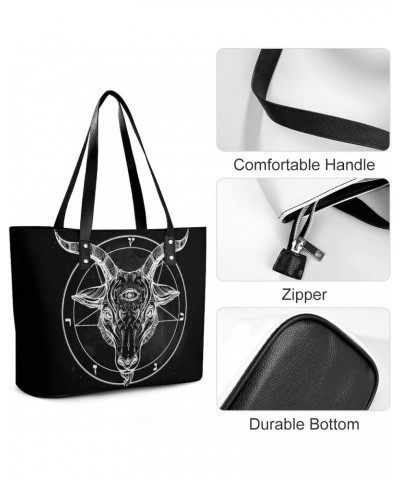 Pentagram with Demon Baphomet Satanic Goat Women's Handbag Fashion Top Handle Bag Large Tote Cute Purse Shoulder Bags with Po...