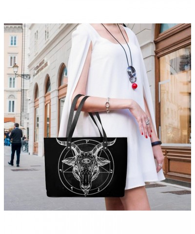 Pentagram with Demon Baphomet Satanic Goat Women's Handbag Fashion Top Handle Bag Large Tote Cute Purse Shoulder Bags with Po...