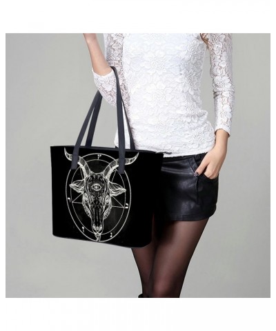 Pentagram with Demon Baphomet Satanic Goat Women's Handbag Fashion Top Handle Bag Large Tote Cute Purse Shoulder Bags with Po...