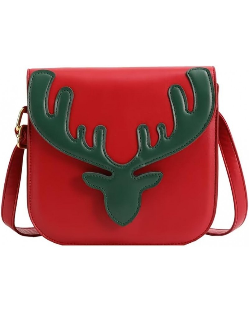 Christmas Tote Bag for Women Cute Moose Purse Small Crossbody Bag Casual Shoulder Handbag for Travel Shopping Dating Green+re...