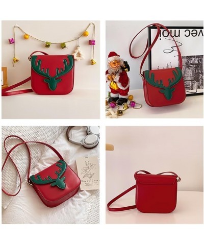 Christmas Tote Bag for Women Cute Moose Purse Small Crossbody Bag Casual Shoulder Handbag for Travel Shopping Dating Green+re...