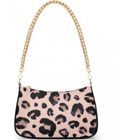 Watercolor Animal Snow Leopard Pink Beige Shoulder Bag Purse for Women Tote Handbag with Zipper Closure $14.57 Totes