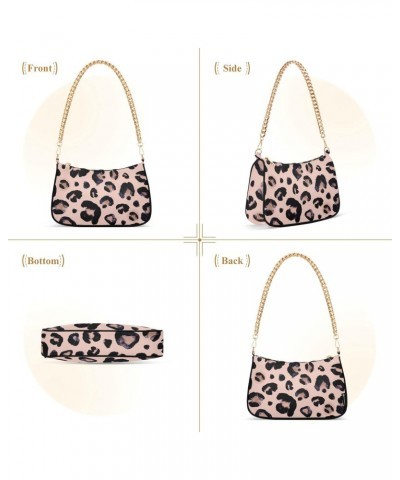 Watercolor Animal Snow Leopard Pink Beige Shoulder Bag Purse for Women Tote Handbag with Zipper Closure $14.57 Totes