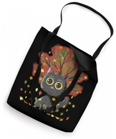 Cute Kawaii Black Cat Autumn Leaves Fall Thanksgiving Tote Bag $11.37 Totes