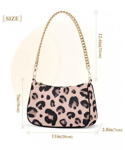 Watercolor Animal Snow Leopard Pink Beige Shoulder Bag Purse for Women Tote Handbag with Zipper Closure $14.57 Totes