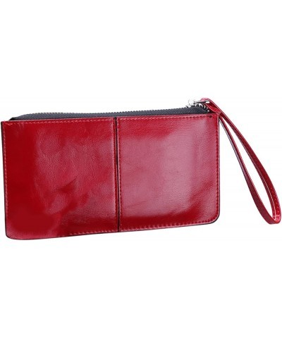 Women Hand-held Wallet Pure Color Coin Purse Phone Wristlet with Zipper Pocket Purple $8.67 Wristlets