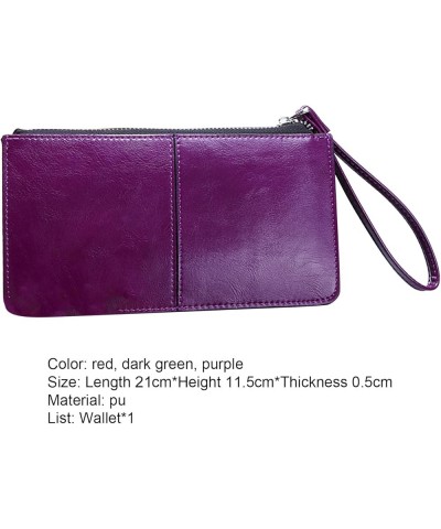 Women Hand-held Wallet Pure Color Coin Purse Phone Wristlet with Zipper Pocket Purple $8.67 Wristlets