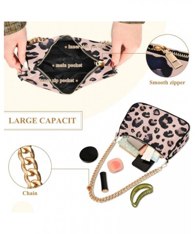 Watercolor Animal Snow Leopard Pink Beige Shoulder Bag Purse for Women Tote Handbag with Zipper Closure $14.57 Totes