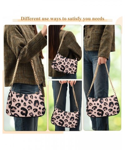 Watercolor Animal Snow Leopard Pink Beige Shoulder Bag Purse for Women Tote Handbag with Zipper Closure $14.57 Totes