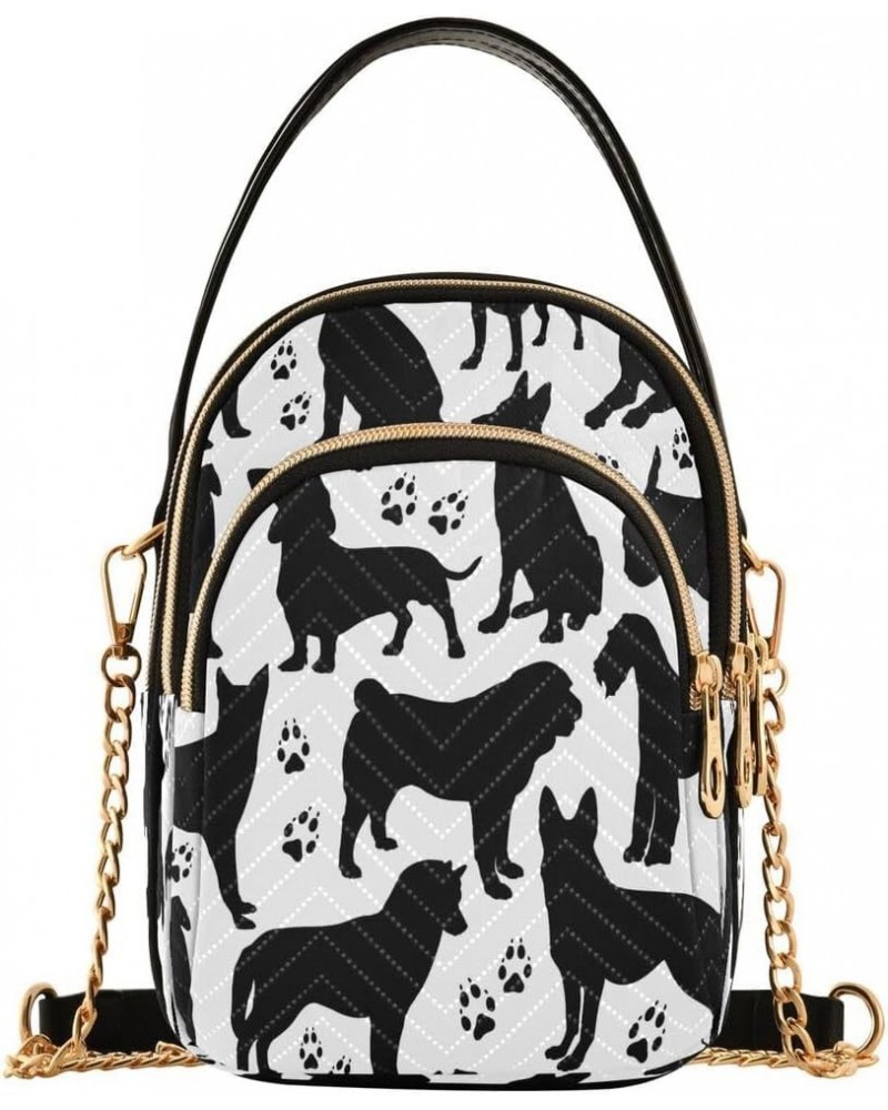 Black Dog Paw Print White Crossbody Bag Small Shoulder Handbags Leather Purse for Women $14.29 Crossbody Bags