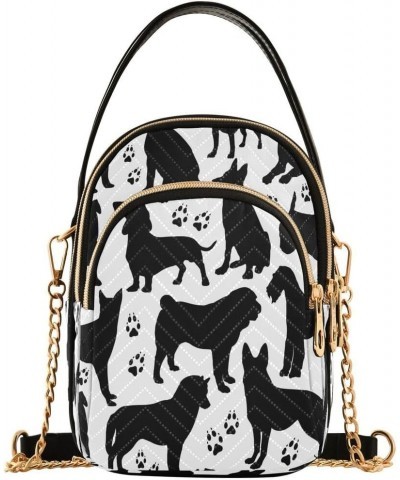 Black Dog Paw Print White Crossbody Bag Small Shoulder Handbags Leather Purse for Women $14.29 Crossbody Bags