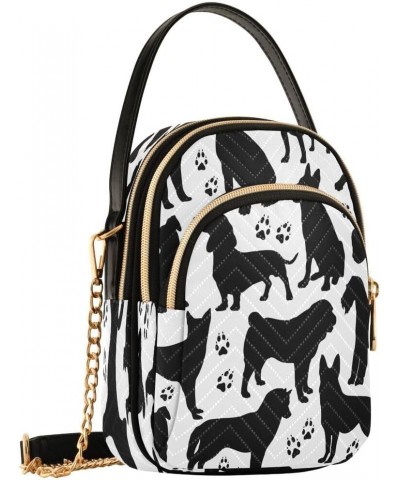 Black Dog Paw Print White Crossbody Bag Small Shoulder Handbags Leather Purse for Women $14.29 Crossbody Bags