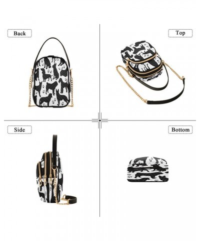 Black Dog Paw Print White Crossbody Bag Small Shoulder Handbags Leather Purse for Women $14.29 Crossbody Bags