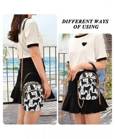 Black Dog Paw Print White Crossbody Bag Small Shoulder Handbags Leather Purse for Women $14.29 Crossbody Bags