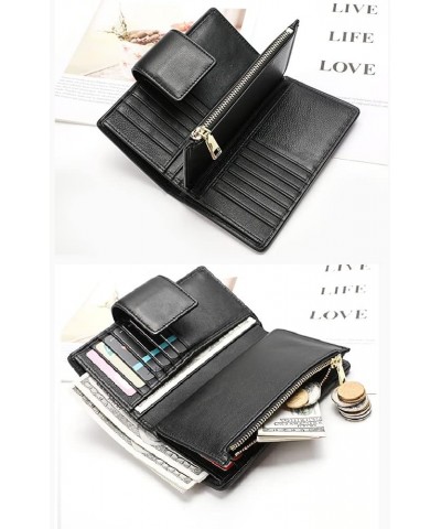 Leather Wallet For Women Large Capacity Travel Clutch Bags With Multi Pockets (1-black) 2-blue $18.04 Wallets