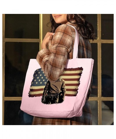 Patriotic Cowboy Zippered Tote Bag - Best Tote Bags - Cool Tote Bags Black $23.19 Totes