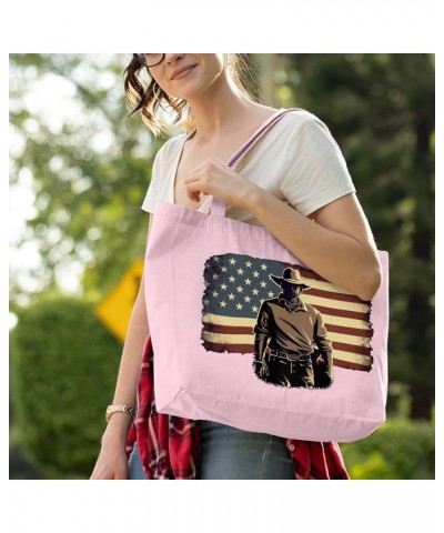 Patriotic Cowboy Zippered Tote Bag - Best Tote Bags - Cool Tote Bags Black $23.19 Totes